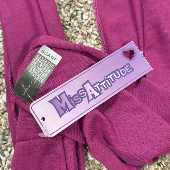 Miss Attitude Girls' Scarf/Wrap Bundle - Gray & Purple Striped - Picture 5 of 6